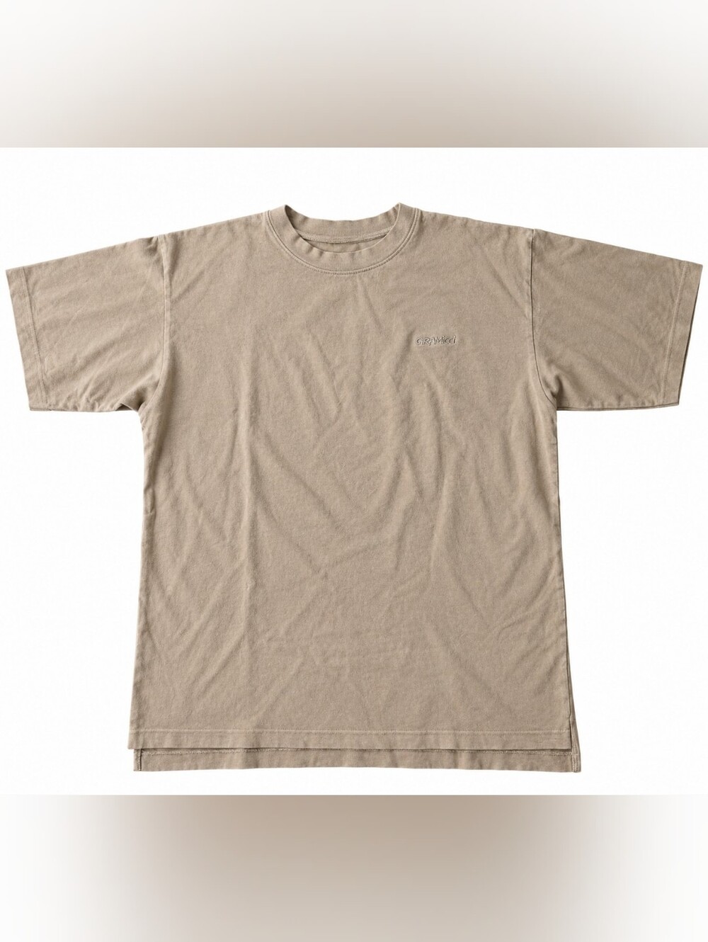 Vintage Gramicci Mens Freedom Fit Tan Cotton Embroidered Logo T-Shirt Size Small